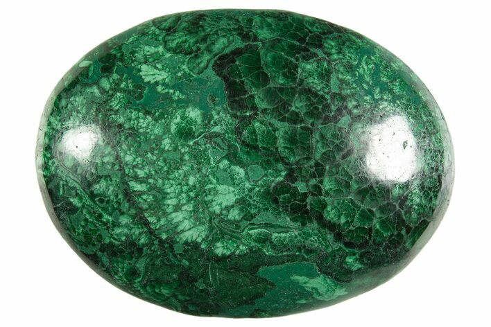Polished Banded Malachite Palm Stone - DR Congo #321190